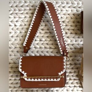 Strathberry Mini East/West Crochet Stitch Brown Leather Shoulder